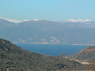 Ferienhaus Hatsi im Norden des Peloponnes Blick auf Golf von Korinth