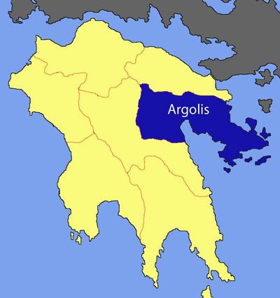 Argolis auf Karte Peloponnes