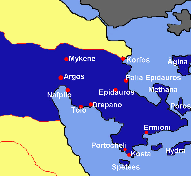 Übersichtskarte Region Argolis