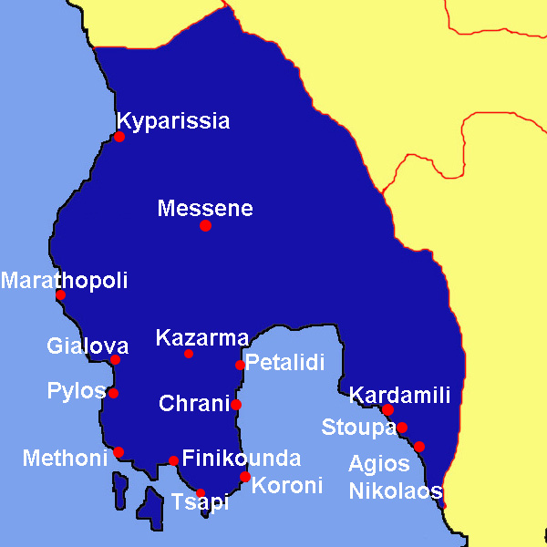 Messenien - Karte mit Orten
